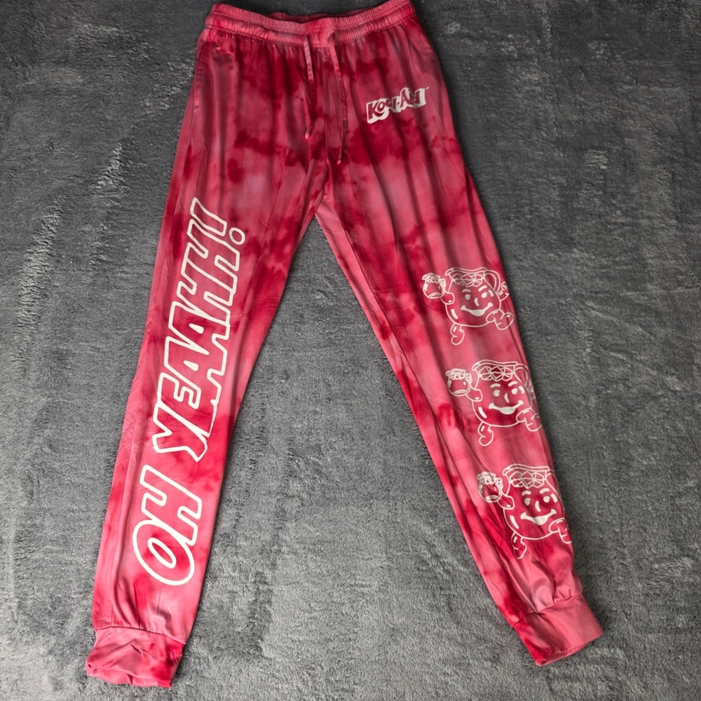 Kool-Aid Mens M Joggers‎ Red Tie Dye Graphic Oh Yeah Kool-Aid Man Lounge Pants